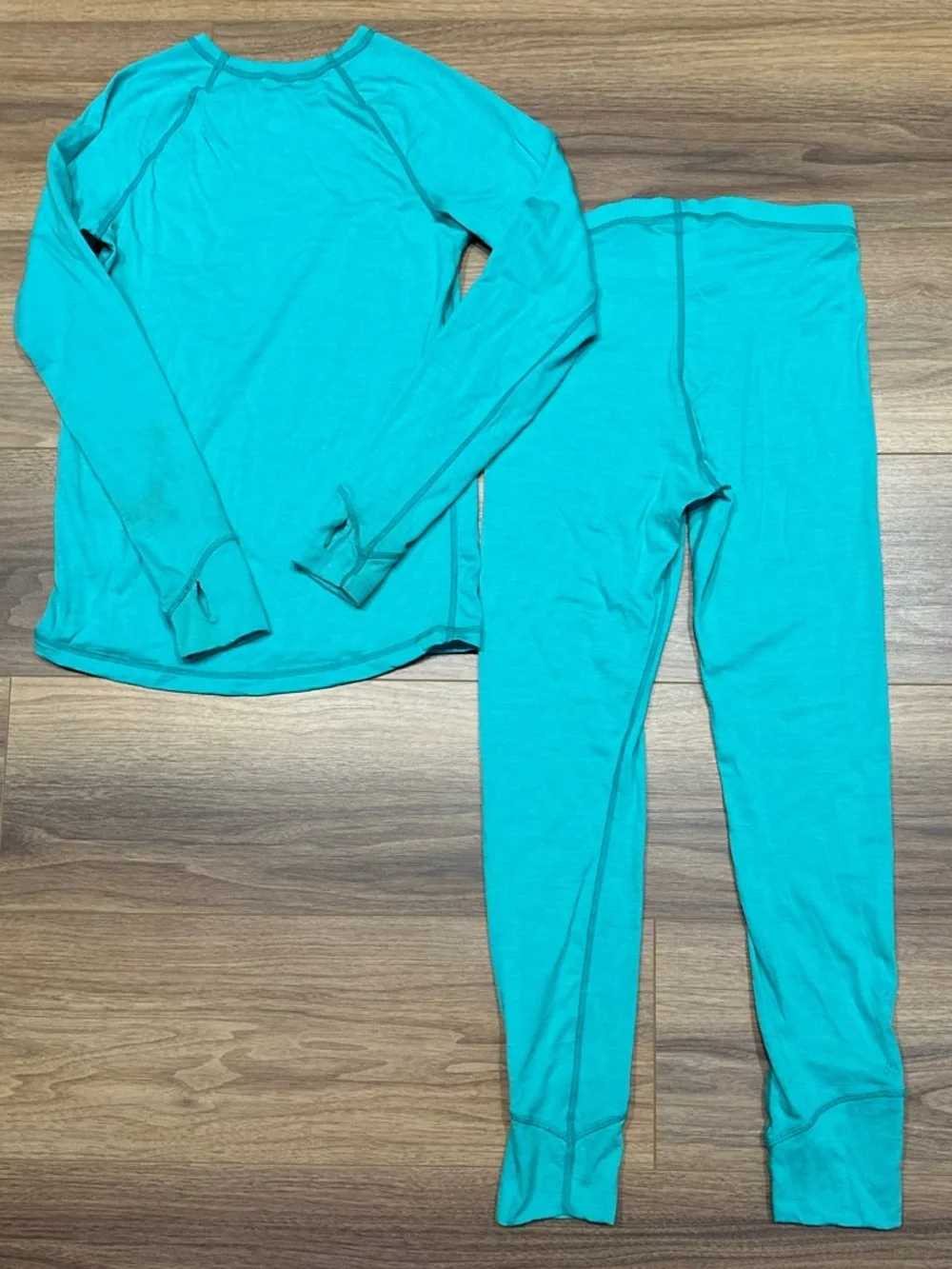 Iksplor Youth Merino Wool Baselayer Set in Teal Green Size 12